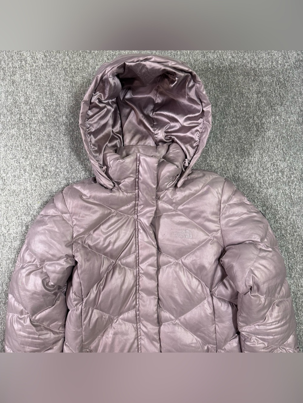 The North Face Miss Metro Parka 550 Down Long Winter Coat Quail Grey Lavender S